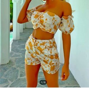 Shein satin 2 piece top and Shorts